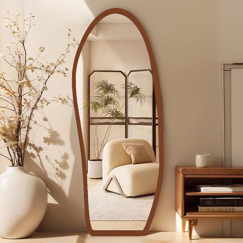 Full-Length Mirror, Home Floor-Standing Special-Shaped Dressing Mirror, Girls' Bedroom Wall-Mounted Fitting Mirror, French Retro High-End Mirror