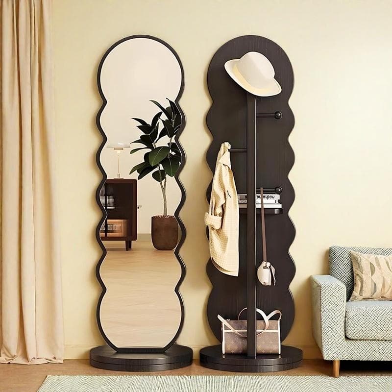 Rotating Dressing Mirror, Floor-Standing Full-Length Mirror, ins Style, High-End Feel, Integrated Coat Rack, Home Clothes Rack, Fitting Mirror