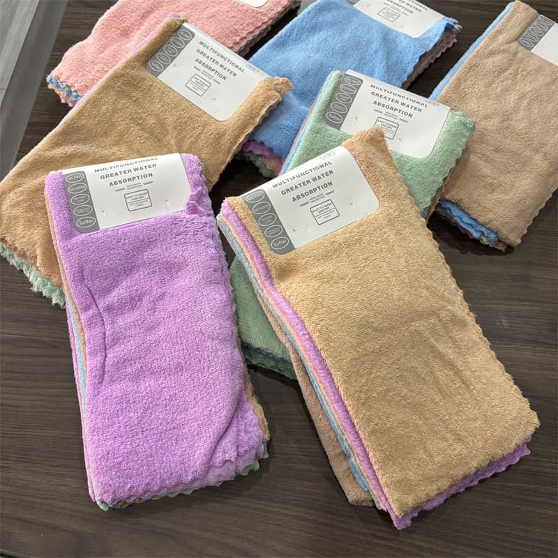 Thick and Soft! Made in Saudi Arabia! Double-Sided Coral Fleece Lazy Rag, Dishwashing Cloth That Doesn'T Absorb Oil, Absorbs Water, and Doesn'T Shed Lint
