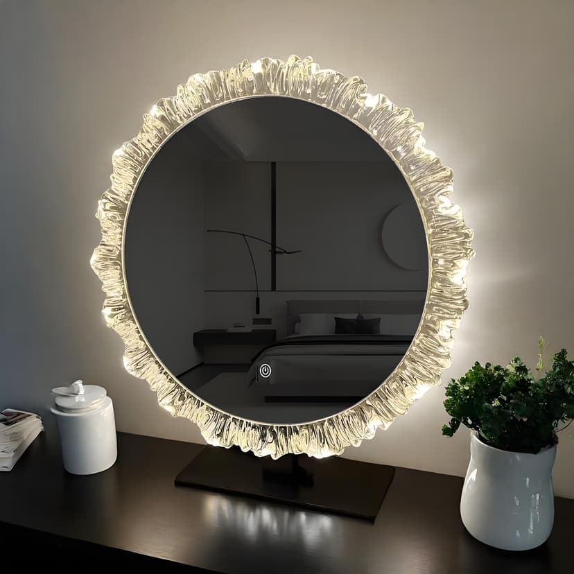 Makeup Mirror Desktop Desktop Home Master Bedroom Acrylic Vanity Mirror with Light Luxury High-End Smart Special-Shaped Mirror