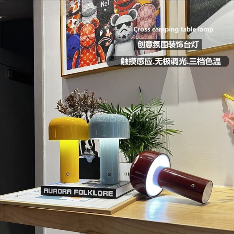 Scandinavian Mushroom Decorative Table Lamp USB Rechargeable Restaurant Bar Creative Table Lamp Led Home Restaurant Bedside Table Lamp