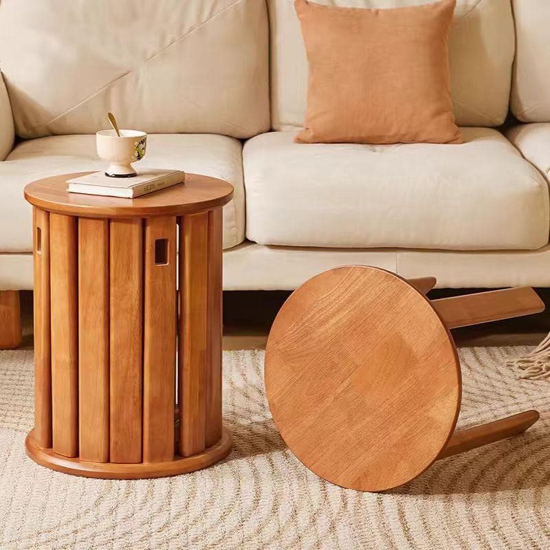 Solid Wood Stool Household Stackable Combination Round Stool Living Room Coffee Table Low Stool Dining Table Stool New Chinoiserie Jenga Bench