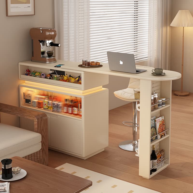 Solid Wood Bar Table for Home Use, Extendable Small Apartment Sofa Side Cabinet, Partition for Balcony, Leisure Entryway Storage Cabinet