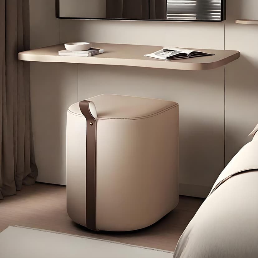 Makeup Stool with a Light Luxury and High-End Feel for Girls' Master Bedroom Dressing Table, Home Use Cream-Style Manicure Stool, Internet-Famous Stool