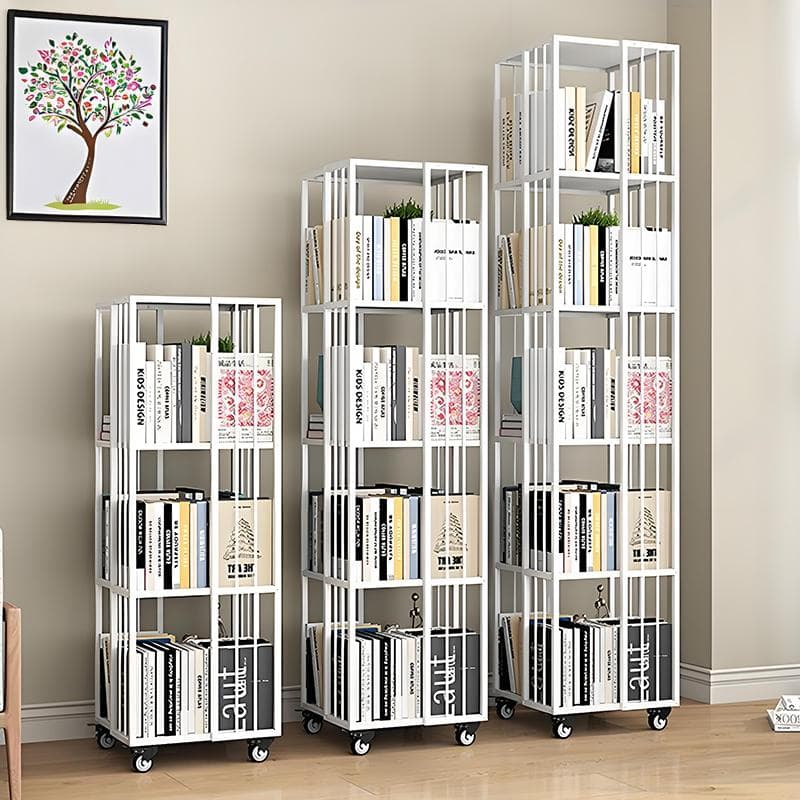 Rotate Vertical Bookshelf 360-degree Bookcase Floor Storage Rack Movable kids Reading Rack Multi-layer Picture Book Rack