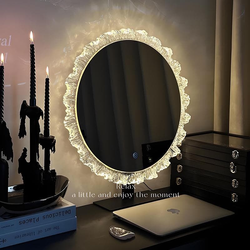 Yunduo Makeup Mirror Desktop Mirror Light Luxury High-End Internet Celebrity Glacier Mirror Wall-Mounted Makeup Mirror Smart Shaped Mirror