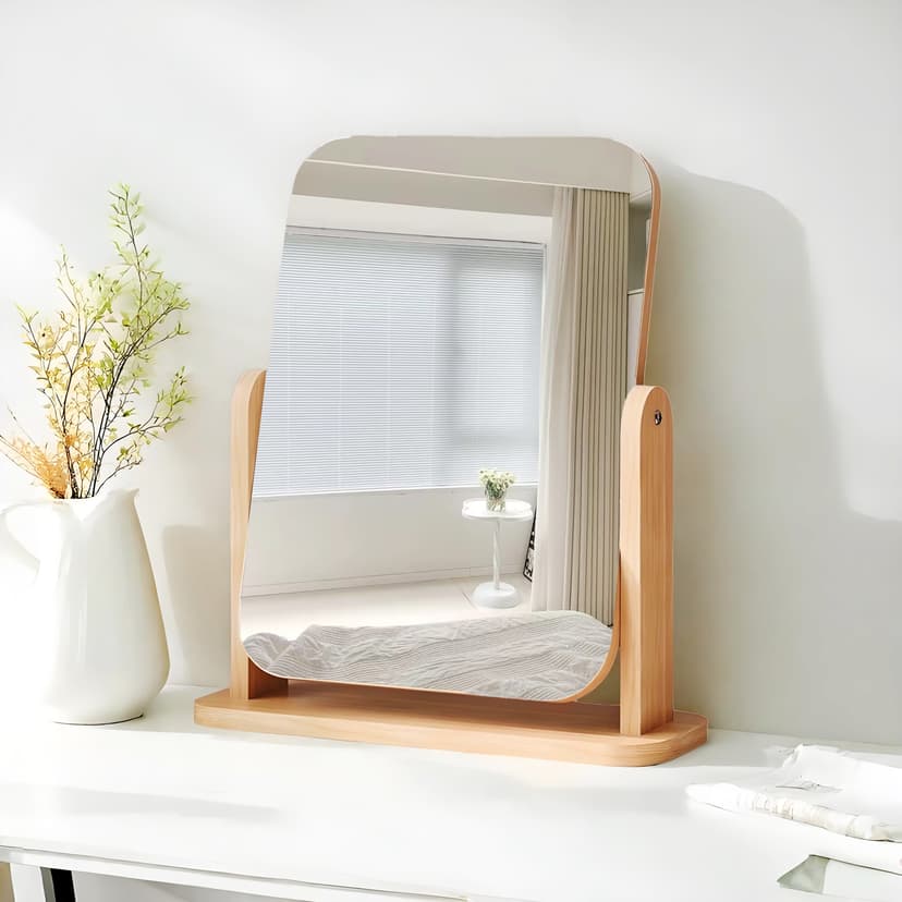 Mirror Tabletop Desktop Home Use for Girls' Master Bedroom Simple Dressing Mirror Student Dormitory Rotatable Portable Makeup Mirror