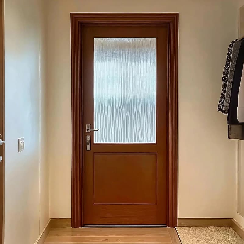 French-Style Medieval Solid Wood Lacquered Indoor Arc-Shaped Bedroom Door Walnut Glass Swing Door Solid Wood Door