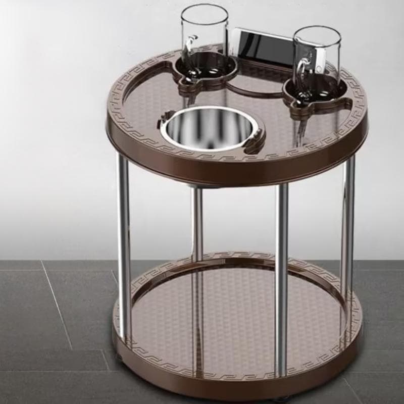 Coffee Table, Living Room, Home Mahjong Table, Movable Tea Rack, Side Table, Chess and Card Room Special Ashtray, Double-Layer Small Table
