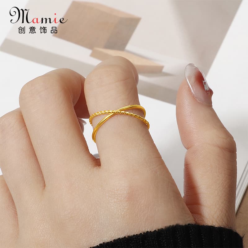 Minimalist Twisted Ring with Double Loops, Niche Design, Forest Style, Artistic, Non-Fading Titanium Steel Ring for Women