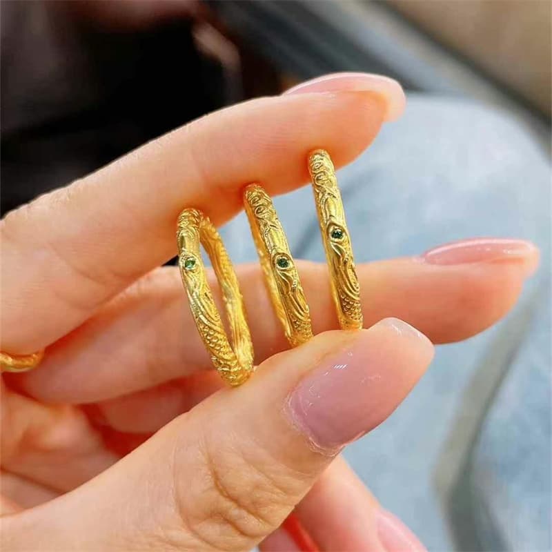 New arrival 999 gold Gankun ring gold ring enamel inlaid couples pair ring gift ring 9-20