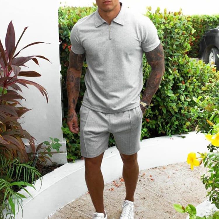 European and American Men's Clothing 2025 Summer New Short-Sleeved Shorts Casual Suit Large Size Loose Two-Piece Set Men's Suit