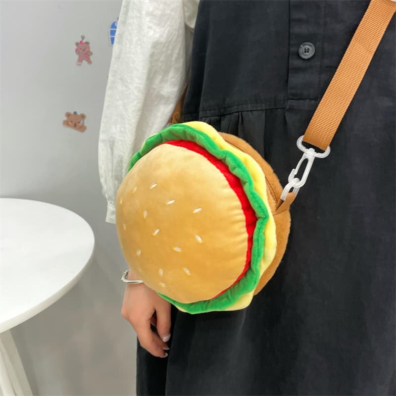 Jiji Upward Original New Cartoon Cute 3D Hamburger Quirky Adorable Versatile Crossbody Bag