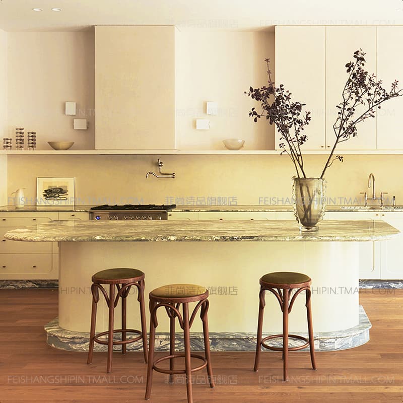 Cream Middle Ancient Style Island Table Restaurant Middle Island Table Solid Wood Bar Table French Retro Western Food Guide Table Individual Marble