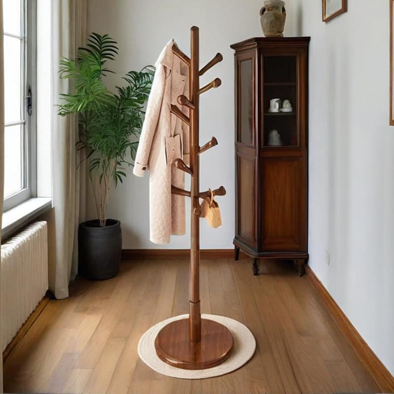 Solid Wood Clothes Rack, Floor-Standing Bedroom Home Clothes Hanger, Living Room Storage Rack, Indoor Bag Rack, Entryway Standing Coat Rack
