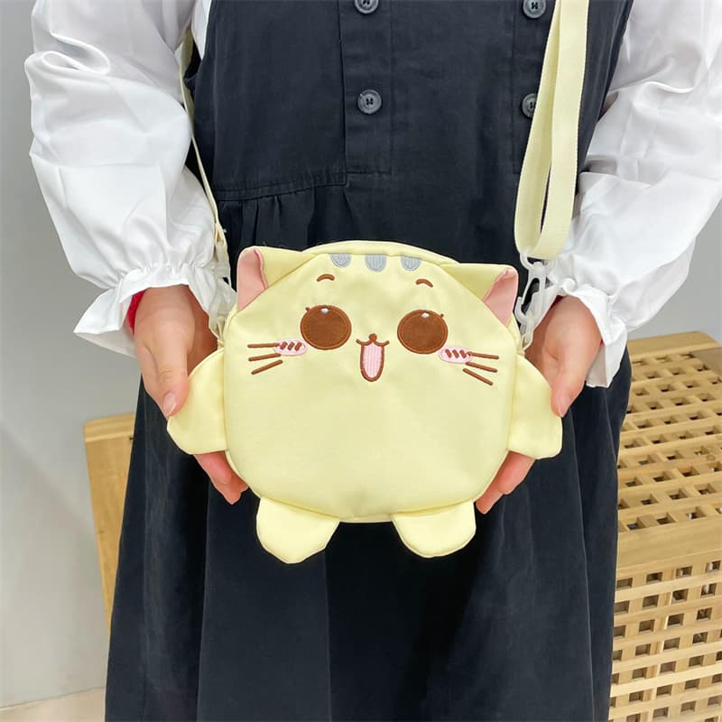 Jiji Upward Original Cute Japanese Style Versatile Soft Girl Cloth Cat Embroidery Student Large Capacity Crossbody Bag
