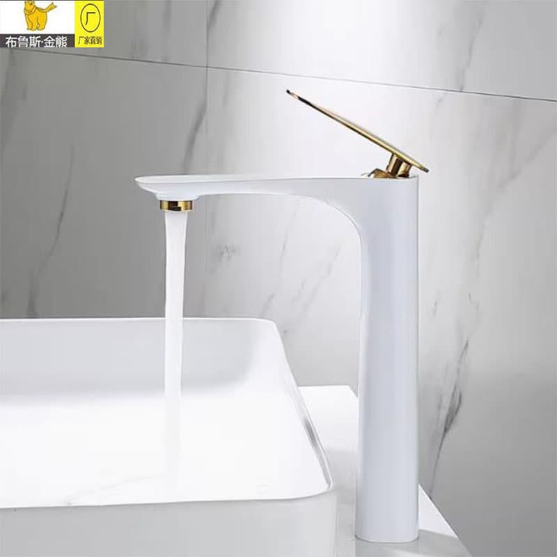 Nordic All-Copper Countertop Basin Bathroom Light Luxury Black and Gold Washbasin Sink with Hot and Cold Water Faucet