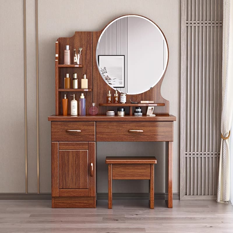 Dressing Table New Chinese Style Walnut Solid Wood Dressing Table Bedroom Modern Simple Storage Cabinet Small Apartment Dressing Table