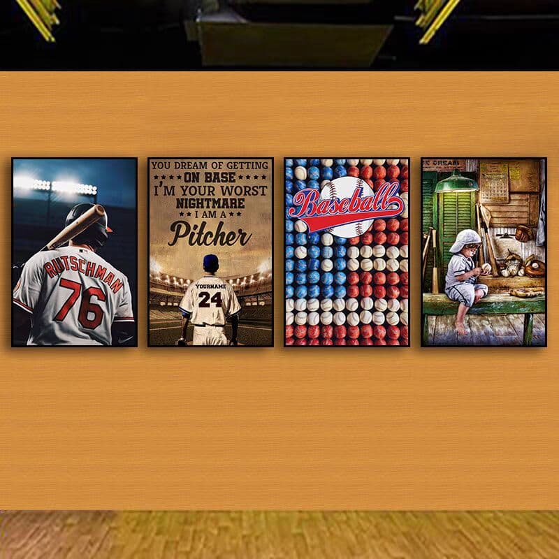 American-Style Room Hanging Paintings Baseball-Themed Cultural Party Venue Decorative Paintings Posters Stadium Outdoor Sports Wall Paintings