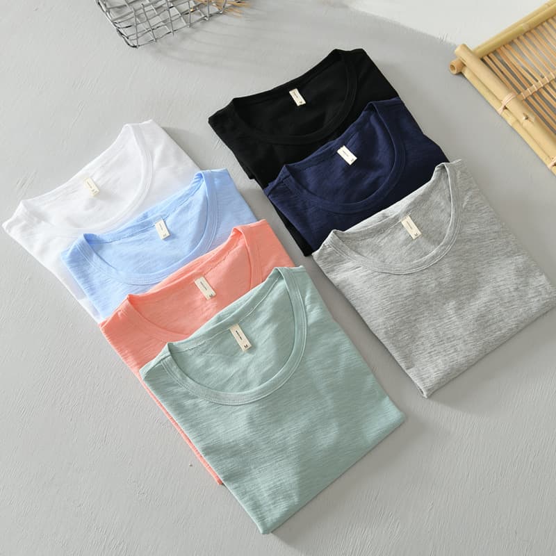 219 Casual Short T-Shirt Men's Eight-Color Round Neck Short-Sleeved T-Shirt Men's Trbottomy Pure Color Versatile Bottoming Shirt for Men
