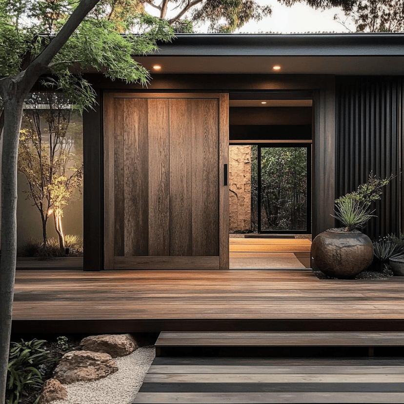 Wabi-Sabi Style Solid Wood Bedroom Door, Natural Wood Interior Door, Vintage Minimalist Bedroom Door for Guesthouses, Villa Self-Built House Entrance Door