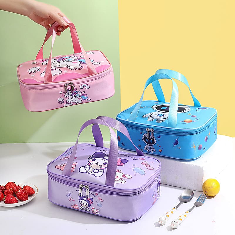 Lunch Box Bag for Primary School Students, Portable Insulated Bag, Large Capacity, Waterproof, Children's Lunch Bag, Cartoon Cute Lunch Bag
