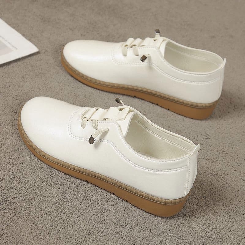 2025 Mom Shoes Casual Shoes Spring and Autumn Flats Flat Shoes Bean Bag Soft Bottom Leather Shoes Easiest for match Lightweight Slip-on