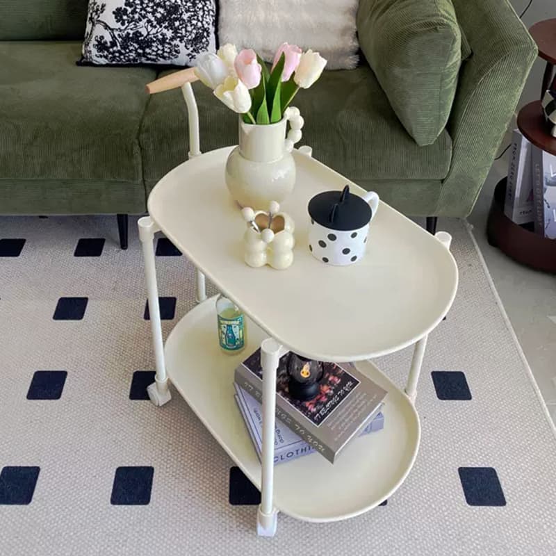 Sofa Side Table with Movable Trolley Storage Rack, Bedroom Bedside Creative Corner Table, Living Room Coffee Table, Small Table