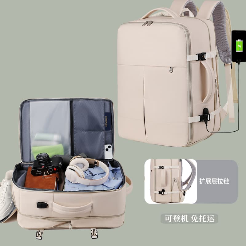 Expandable Backpack, Men's Luggage Bag, Large-Capacity Student School Bag, Women's Business Trip Computer Bag, Short-Distance Travel Backpack