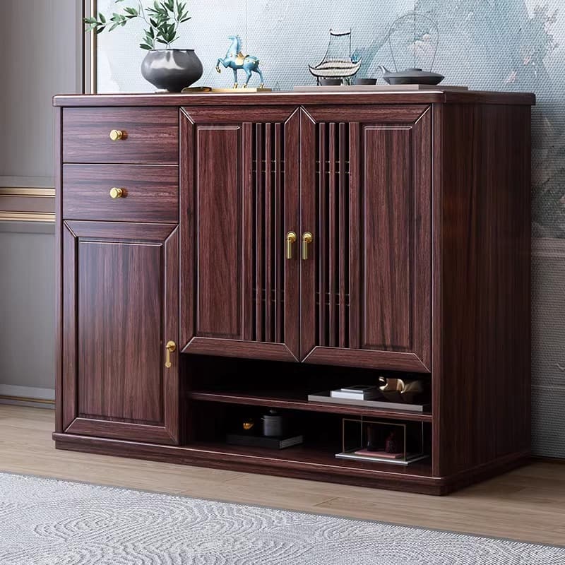 New Chinese-Style Ebony Wood Solid Wood Shoe Cabinet for Home Use in the Living Room, Entryway, and Doorway, Large-Capacity Storage Cabinet