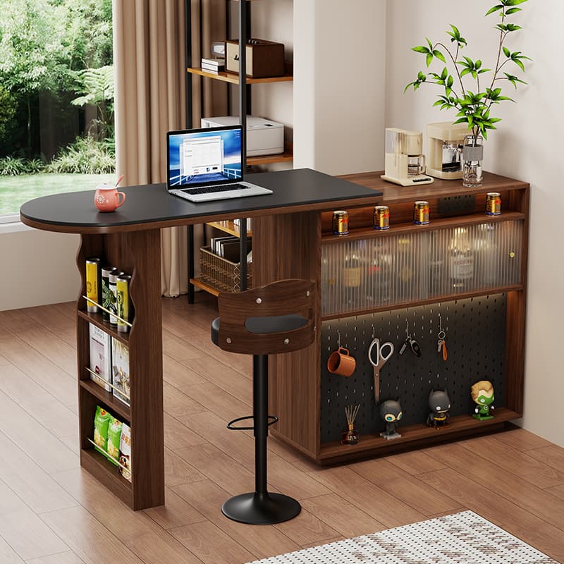 Solid Wood Bar Small Apartment Living Room Partition Home Retractable Island Sideboard Integrated Movable Balcony Leisure Cabinet