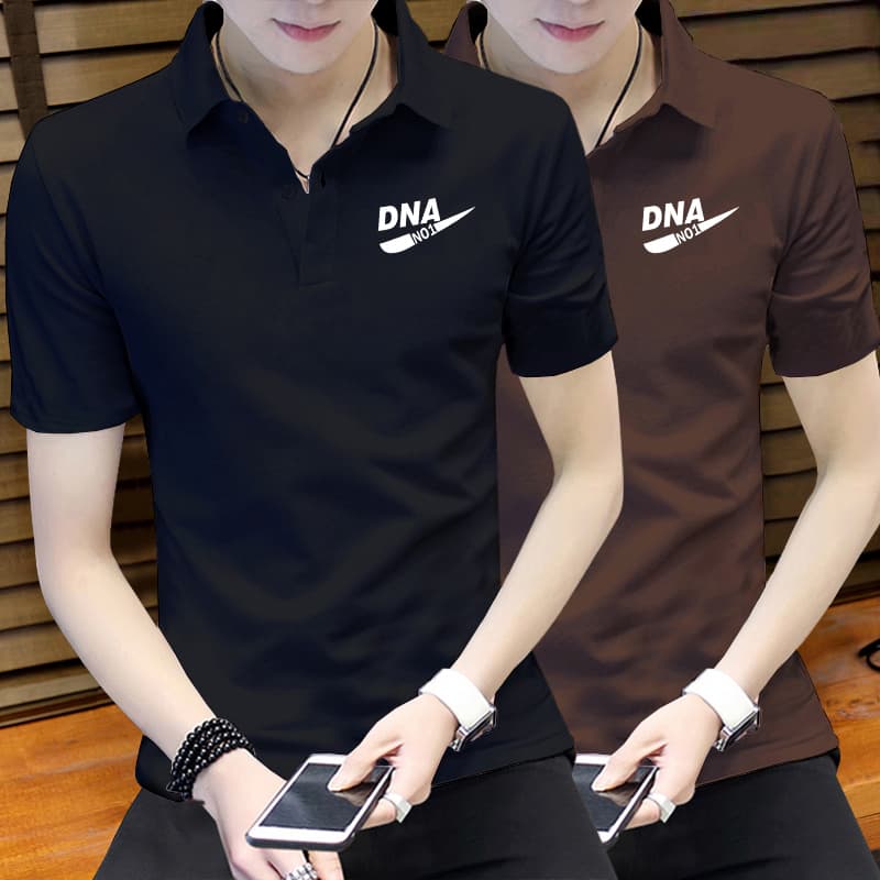 2025 Men's Ice Silk Short Sleeve T-Shirt Summer Polo Shirt Trendy Handsome Slim Fit Lapel Half Sleeve Modal Men's Clothing