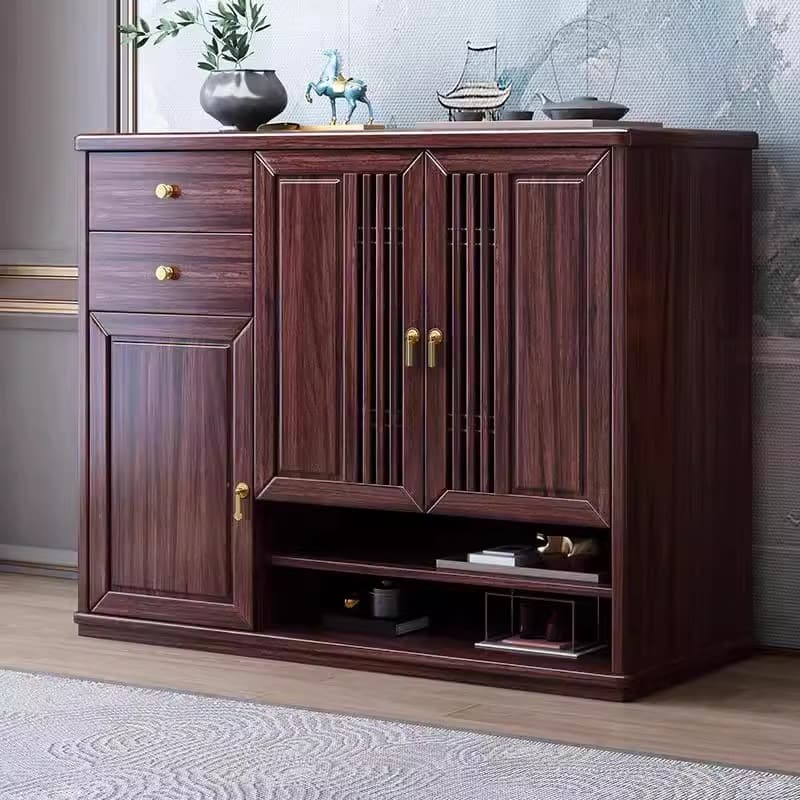 New Chinese-style Ebony Wood Solid Wood Shoe Cabinet 2025 Chinese Fad Living Room Entrance For Home Door Outside Large Capacity Lockers