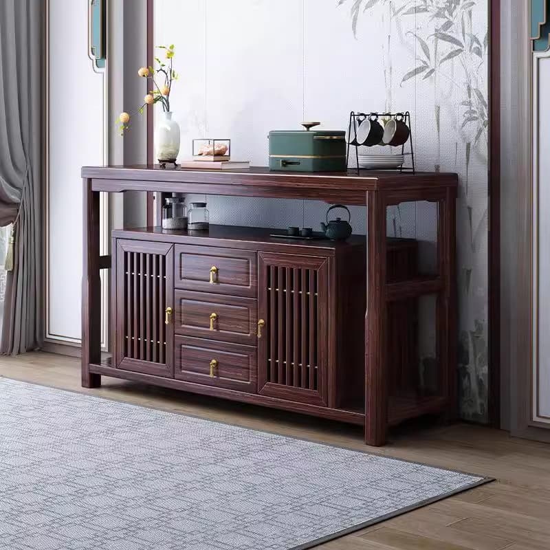 New Chinese-style Ebony Wood Solid Wood Sideboard Home Living Room Dining Room Storage Two-door Tea Cabinet Storage Storage Cabinet