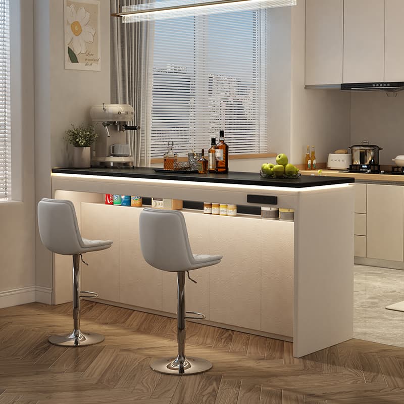 Small Apartment Bar Counter and Sideboard Integrated High-Legged Table, Extremely Narrow Island Counter, Open Kitchen Partition Side Cabinet, Bar Counter