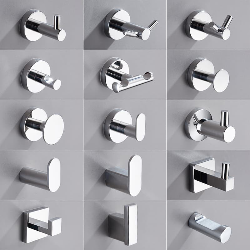 Stainless Steel Punch-Free Single Hook Bathroom Clothes Hook, Bathroom Coat Hook, Wall-Mounted Creative Towel and Bath Towel Hook