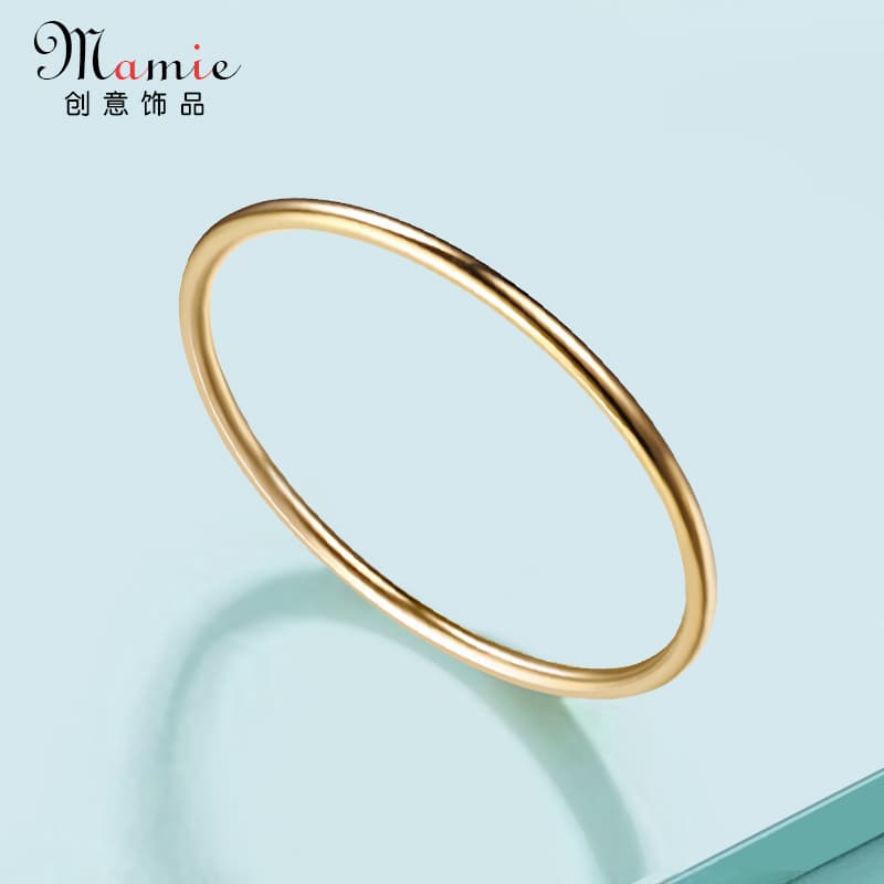 1mm Ultra-Fine Non-Fading Ring, Trendy and Simple Titanium Steel Plain Ring, Glossy 18K Gold Ring, Couple Rings for Men and Women