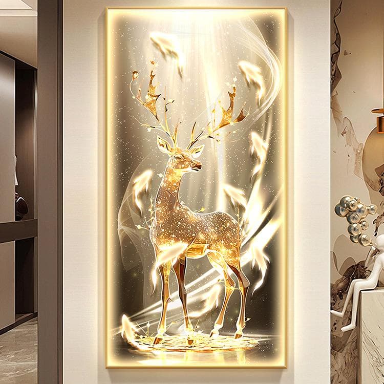 Fu Lu Shengcai Door Entrance Decorative Painting Accessible Luxury Corridor Away Wall Painting Lamp High-grade Elegant Home Luminous Hanging Painting