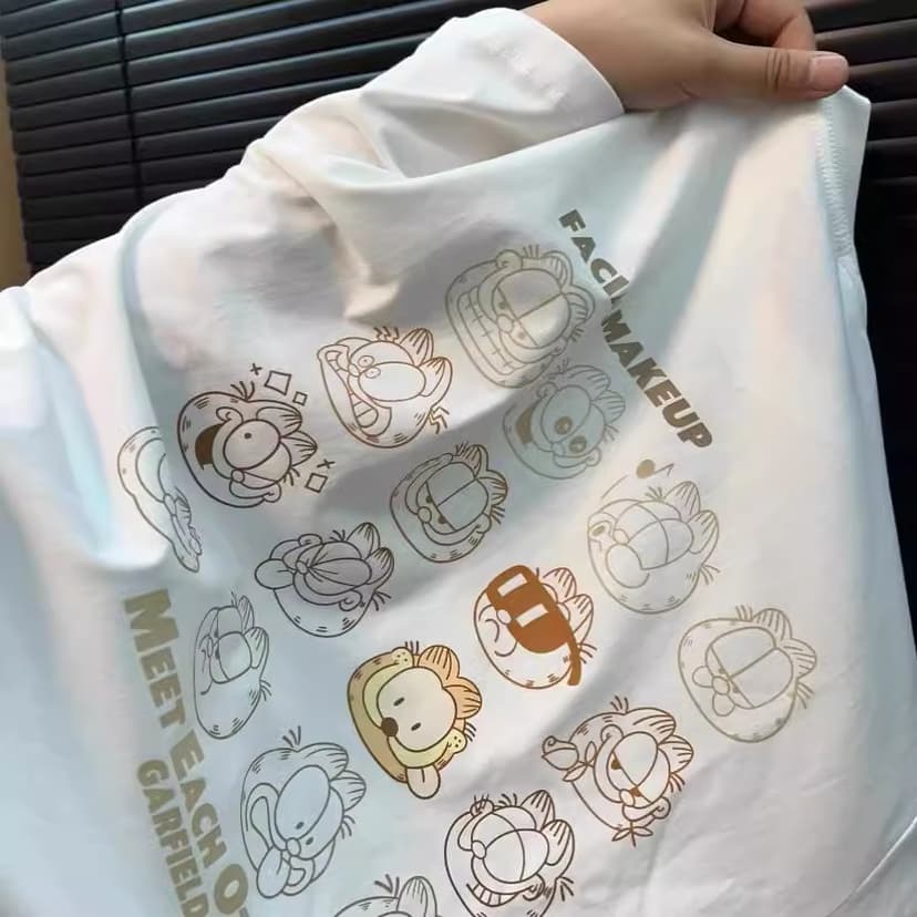 Off-Season Clearance Leakage~Big Brand Withdraws Japanese Style Vintage and Interesting Garfield Summer Short-Sleeved T-Shirts for Men and Women, Versatile and Trendy