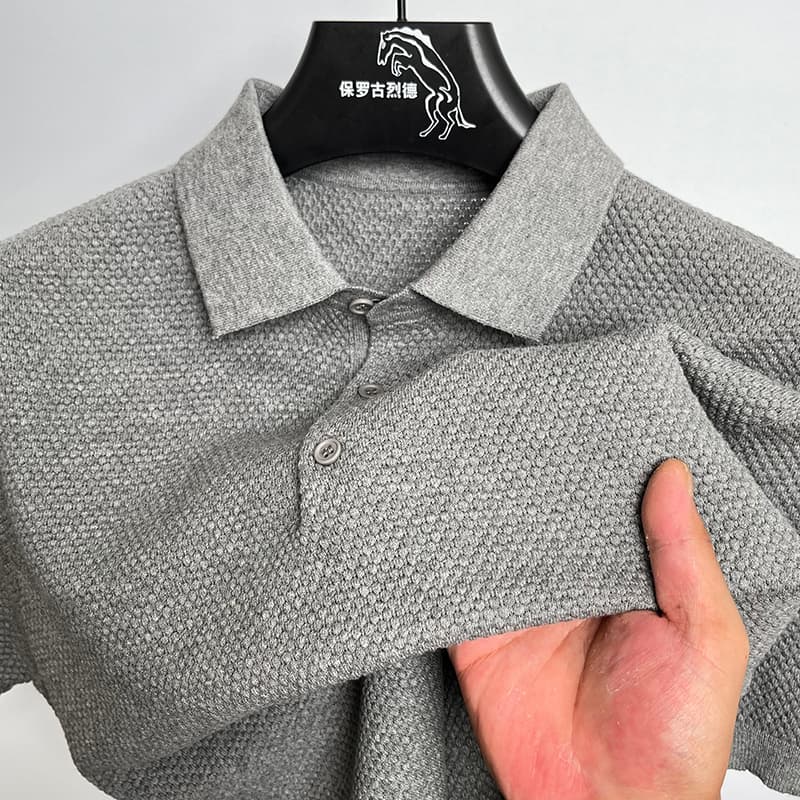 Pineapple Pattern Short-Sleeved T-Shirt for Men, Breathable Knitted Polo Shirt with Lapel, Summer Half-Sleeved Trendy T-Shirt, Men's Top