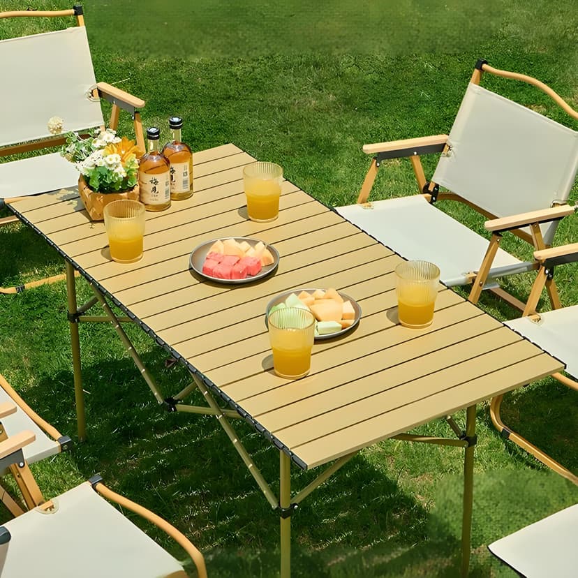 Folding Table Household Portable Egg Roll Table Outdoor Camping Picnic Barbecue Table and Chair Combination Night Market Stall Small Table