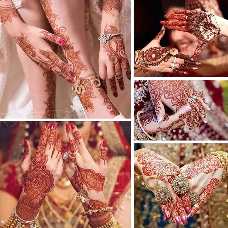 New High-End Waterproof Tattoo Stickers for Export to Europe and America, Semi-Permanent Brown-Red Indian Hannah Middle Eastern Lace Stickers