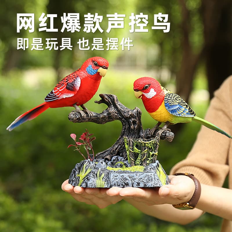 Children's Artificial Parrot Electric Bird Toy That Sings, Moves, and Makes Sounds with Voice Control Sensor, Birthday Gift, Cuckoo Bird