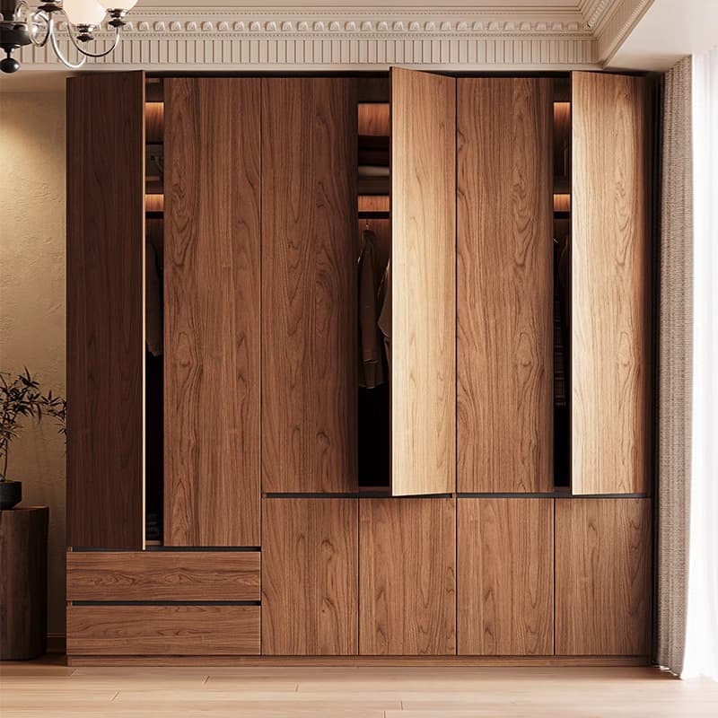 Solid Wood Wardrobe Antique Particle Board Modern Minimalist Sectional Cabinet Handler-Free Economical Combination Wardrobe