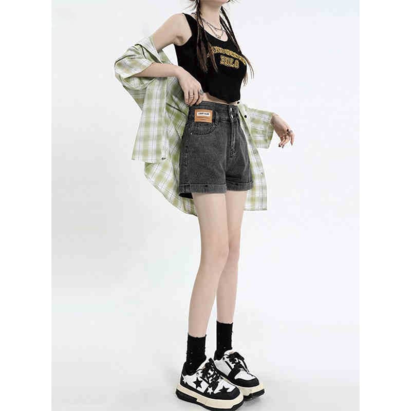 Women's Denim Shorts, Summer Thin Style, 2025 New High-Waisted, Loose, Slimming, Wide-Leg A-Line Hot Pants for Petite Women