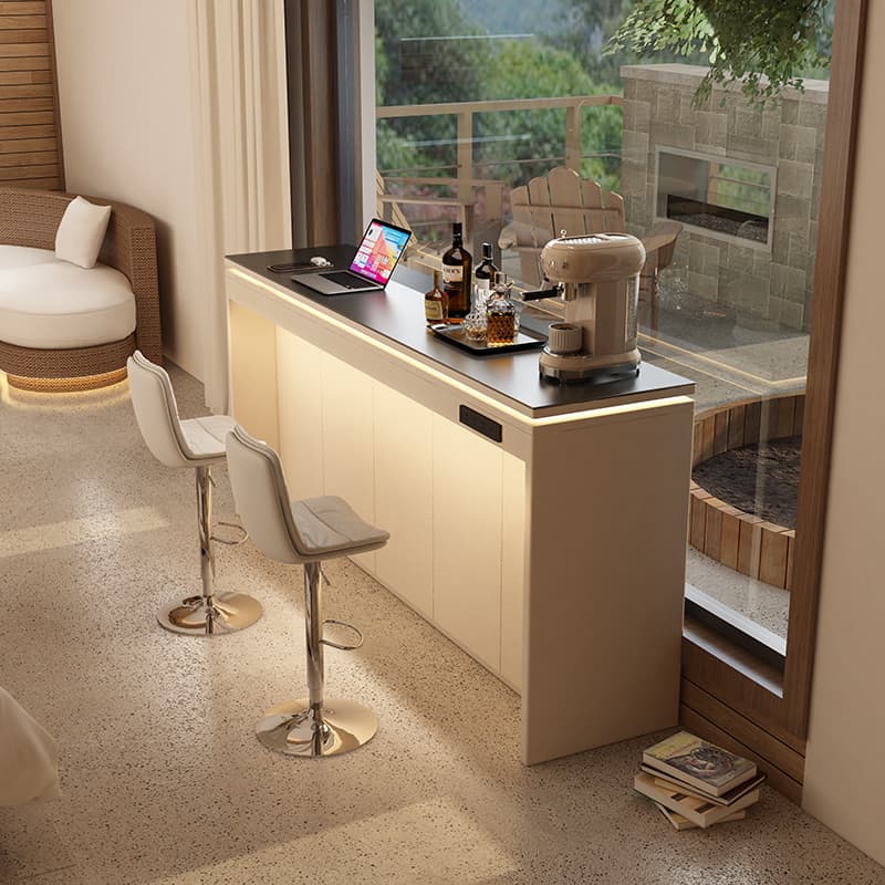 Light Luxury and High-End Balcony Leisure Small Bar Home High Table Solid Wood Desktop Board Small Apartment Long Table Side Cabinet