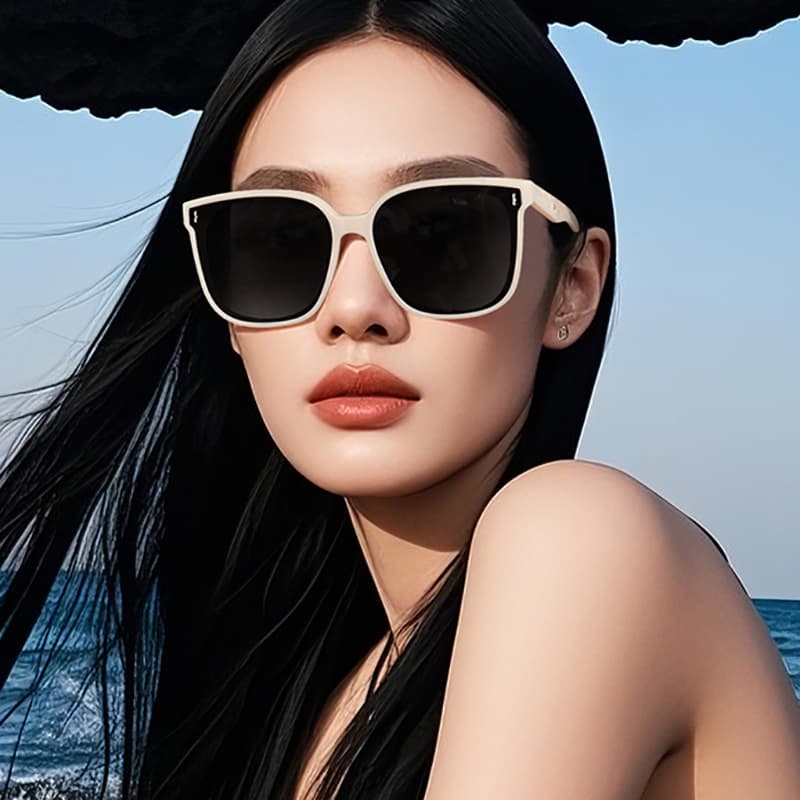 Gm White Sunglasses for Women 2025 New Style Seaside Sun Protection High-End Polarized Anti-Ultraviolet Myopia Sunglasses