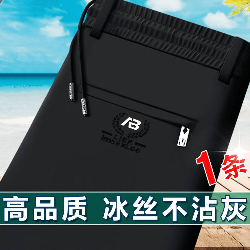 Foreign Trade ~ Summer Thin Ice Silk Pants Men's Elastic Elastic Straight Pants Business Pants Breathable Casual Pants