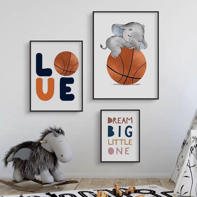 Football basketball wall decoration kids room decorative painting kindergarten wall decoration boy bedroom bedside hanging painting cute