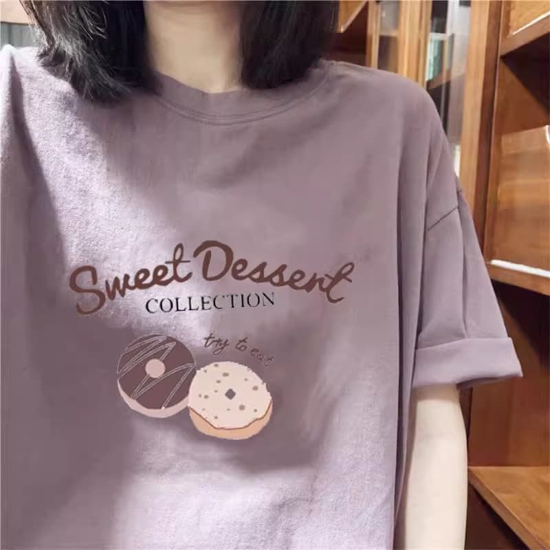 Overseas Orders~ Bargains from Famous Brands, Korean Style, Fashionable, Youthful, Women's Pure Cotton Short-Sleeve T-Shirt Design